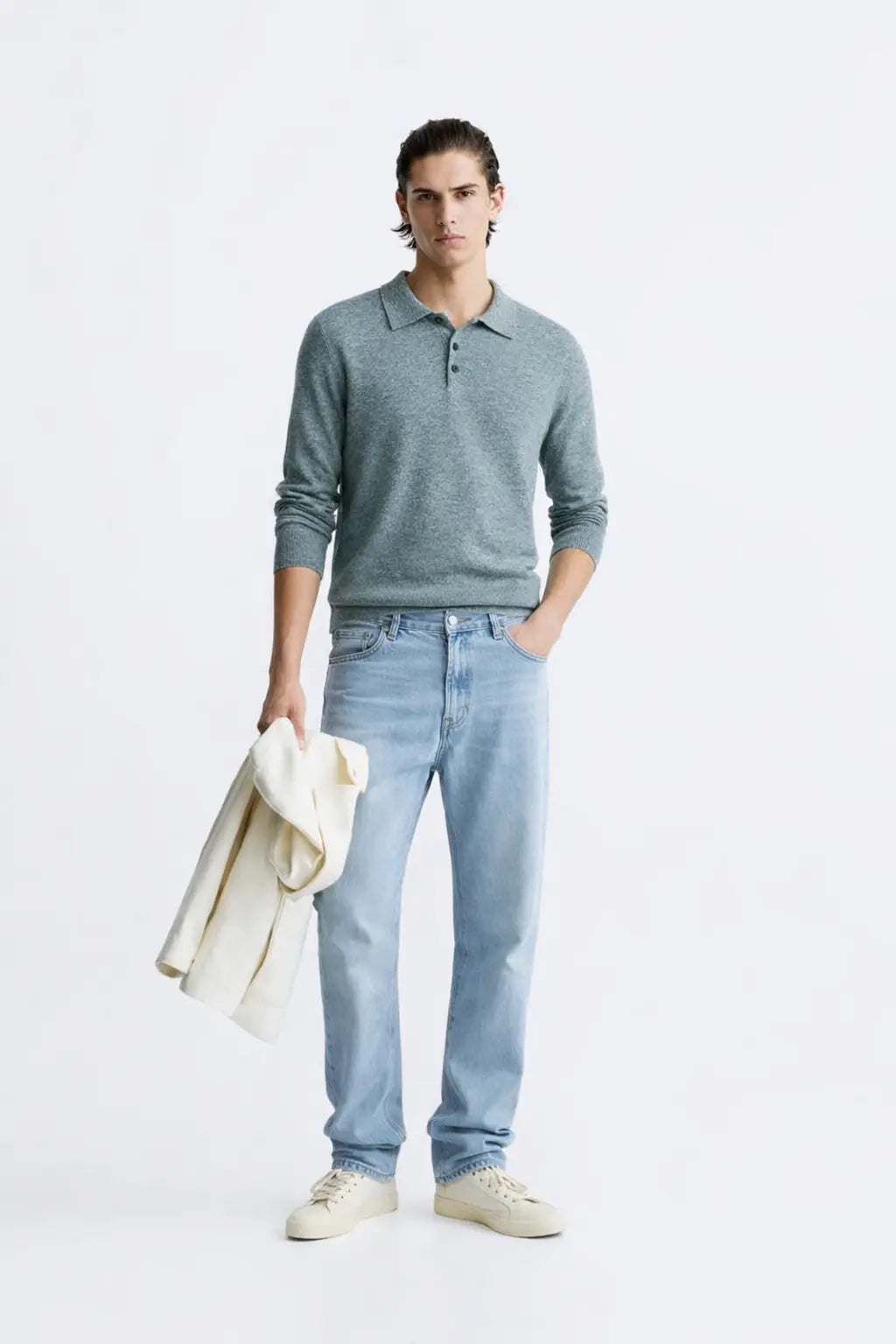 Cashmere Sweatshirt shown in a lifestyle setting, alternate view