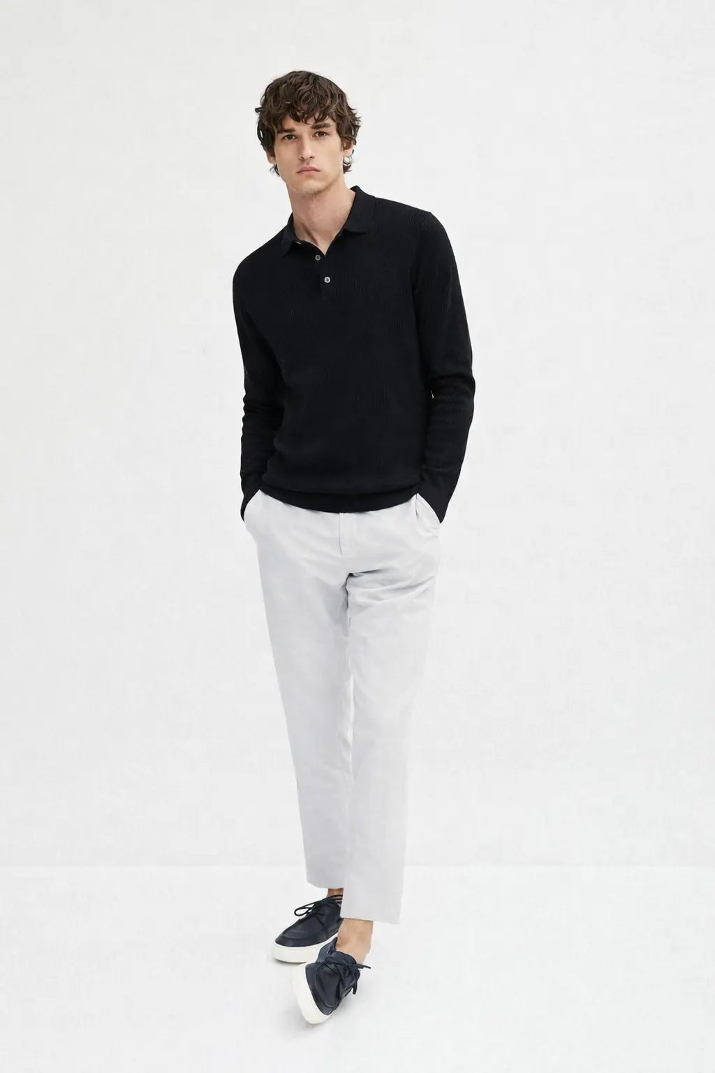 Cashmere Sweatshirt shown in a lifestyle setting, cropped view