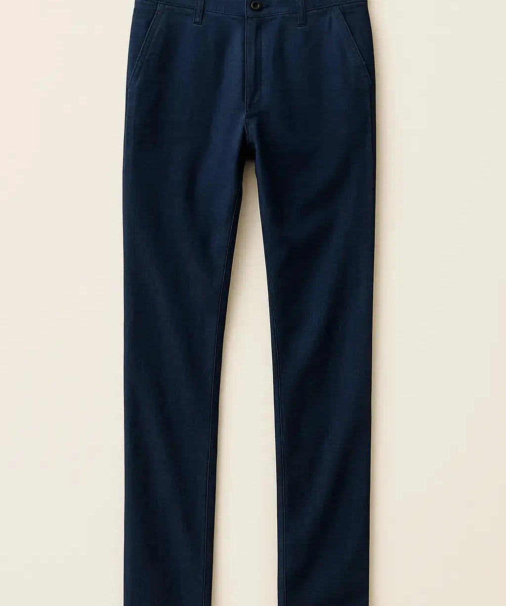 Back view of Navy Blue Linen Casual Pants