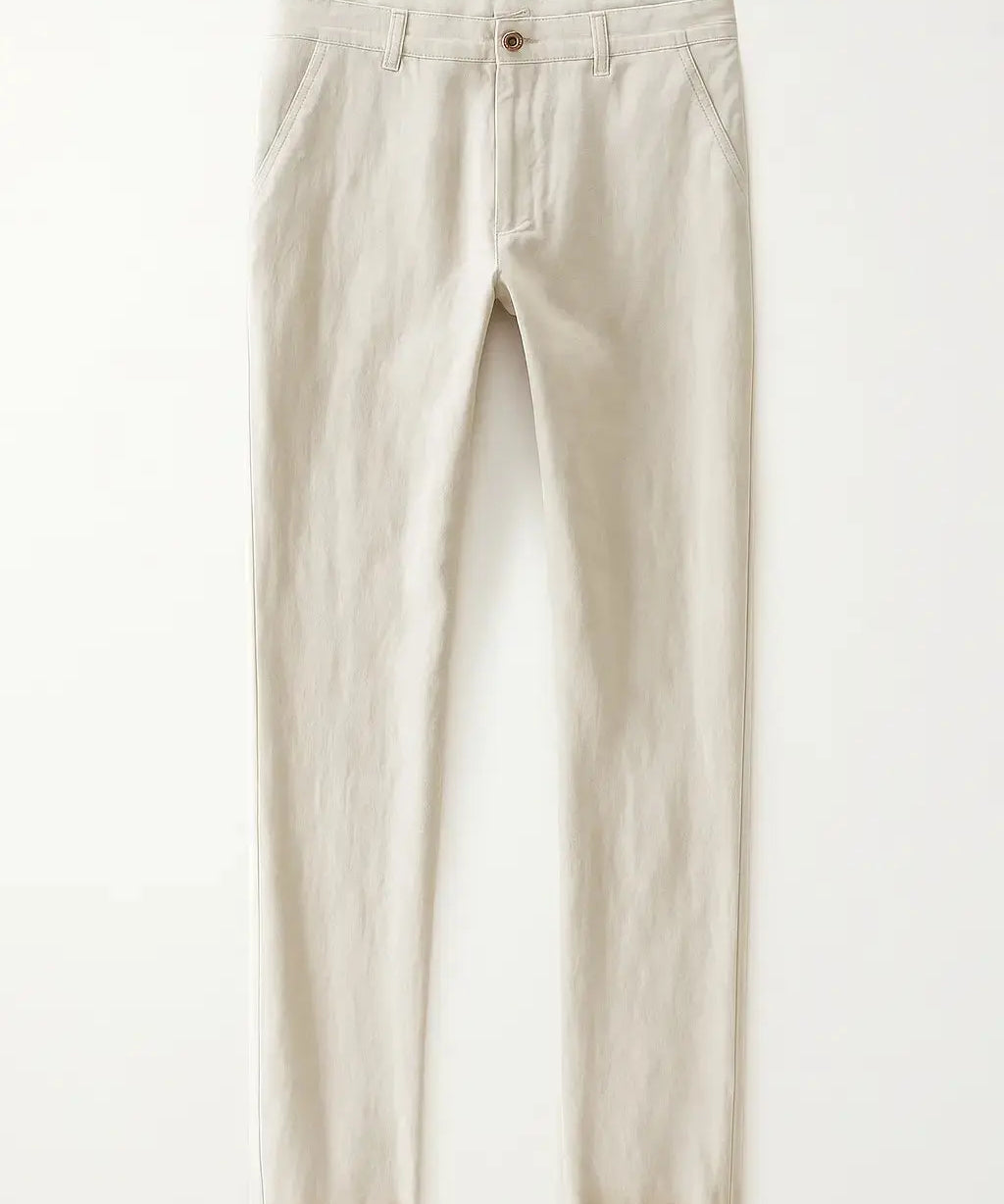 Front view of Beige Linen Casual Pants