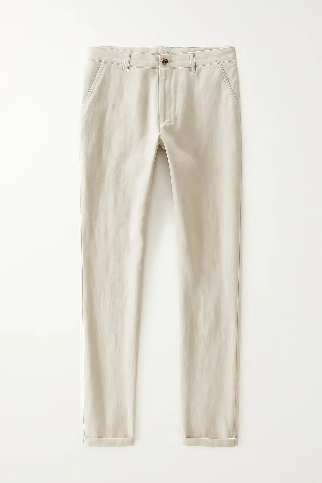 Front view of Beige Linen Casual Pants