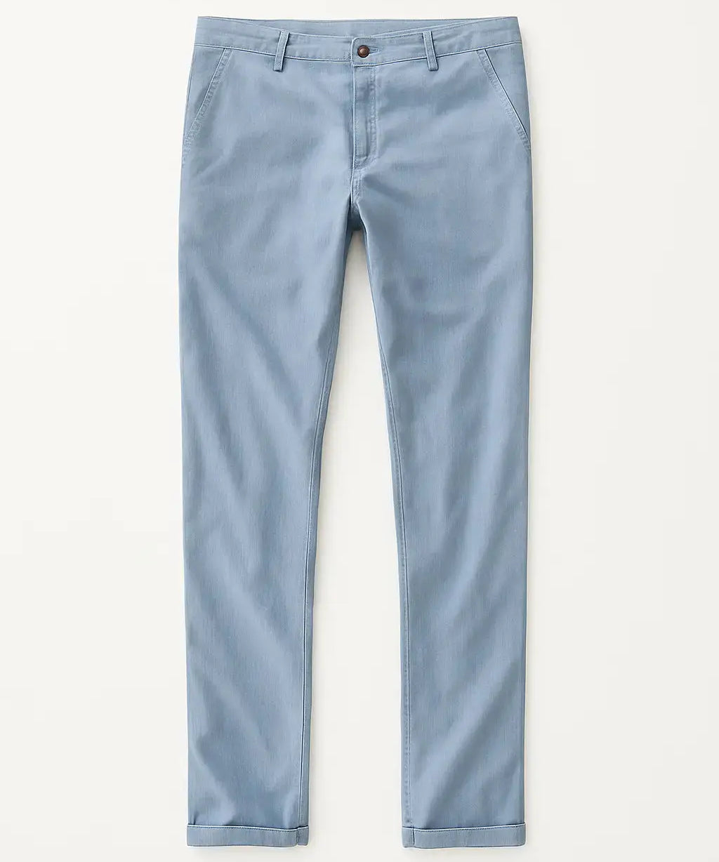 Front view of Light Blue Linen Casual Pants