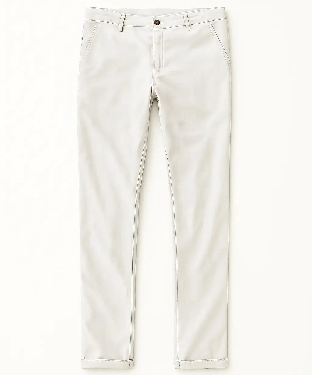 Front view of White Linen Casual Pants