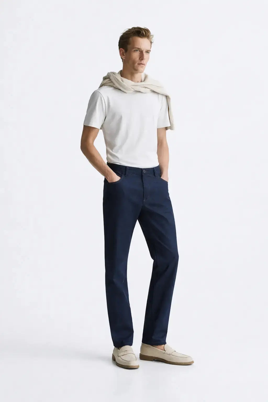 Linen Casual Pants shown in a lifestyle setting, cropped view