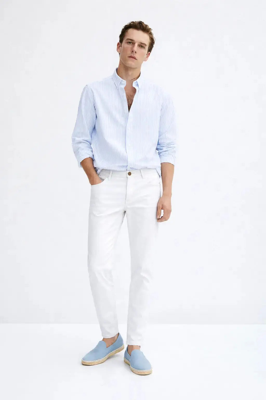 Linen Casual Pants shown in a lifestyle setting, full length view