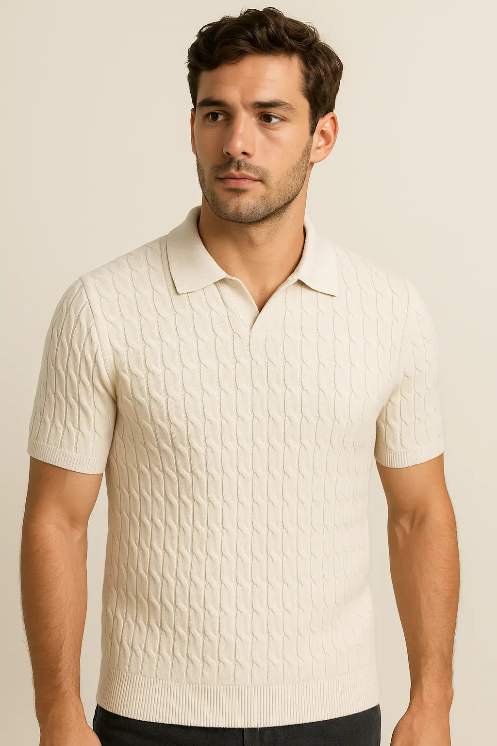 Noir Ribbed Polo FERNACHE