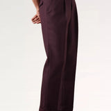 Non Iron High Waist Business Trousers Burgundy Red