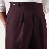 Non Iron High Waist Business Trousers Burgundy Red