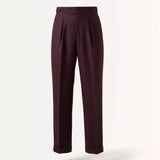 Non Iron High Waist Business Trousers Burgundy Red