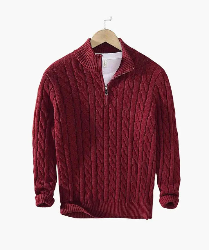 Cable Knit Half-Zip Sweater FERNACHE