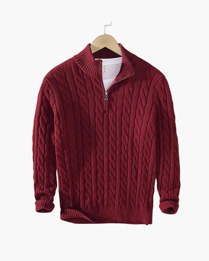 Cable Knit Half-Zip Sweater FERNACHE