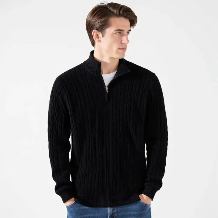 Cable Knit Half-Zip Sweater FERNACHE