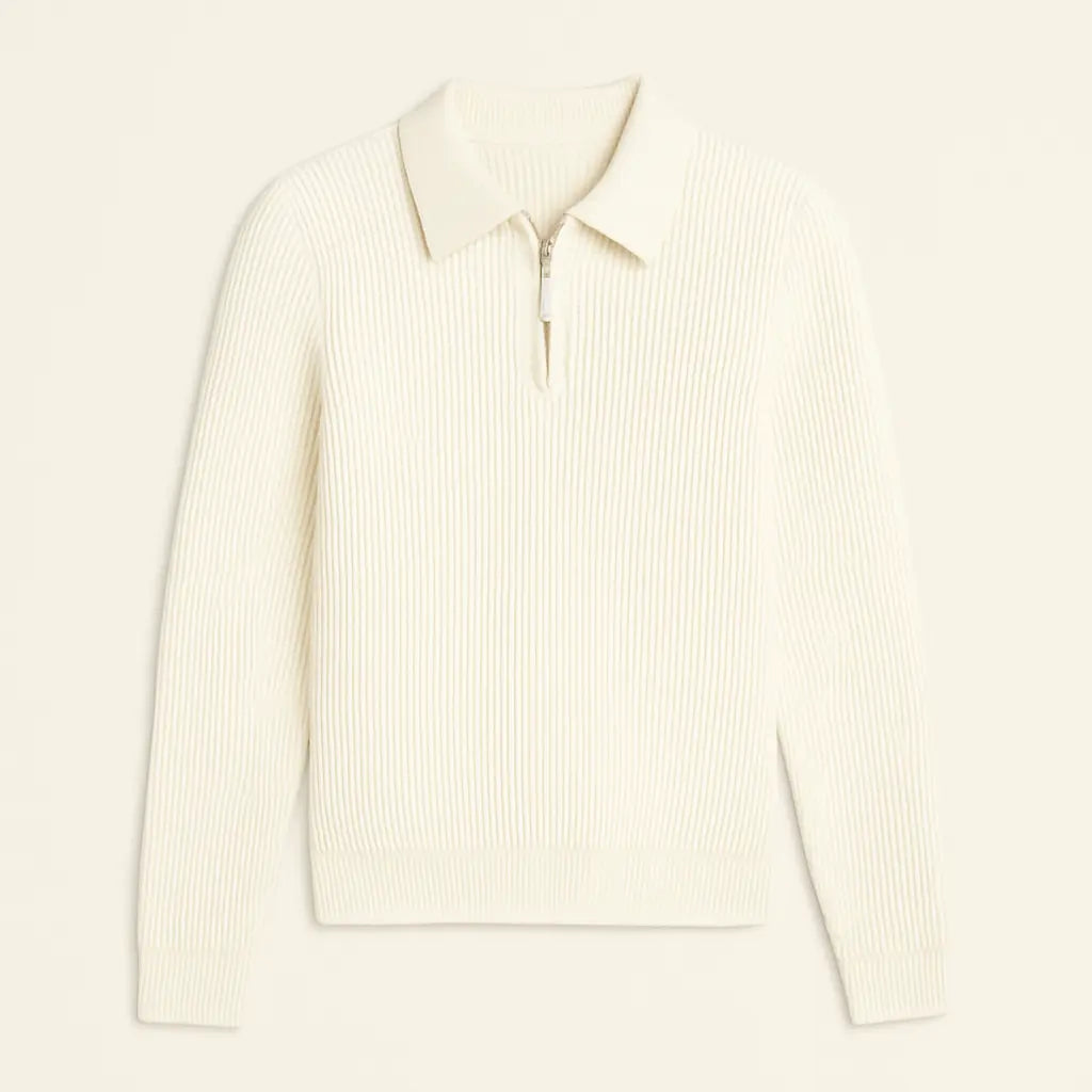Cotton Knit Half-Zip Sweater FERNACHE