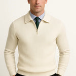 Cotton Knit Half-Zip Sweater FERNACHE