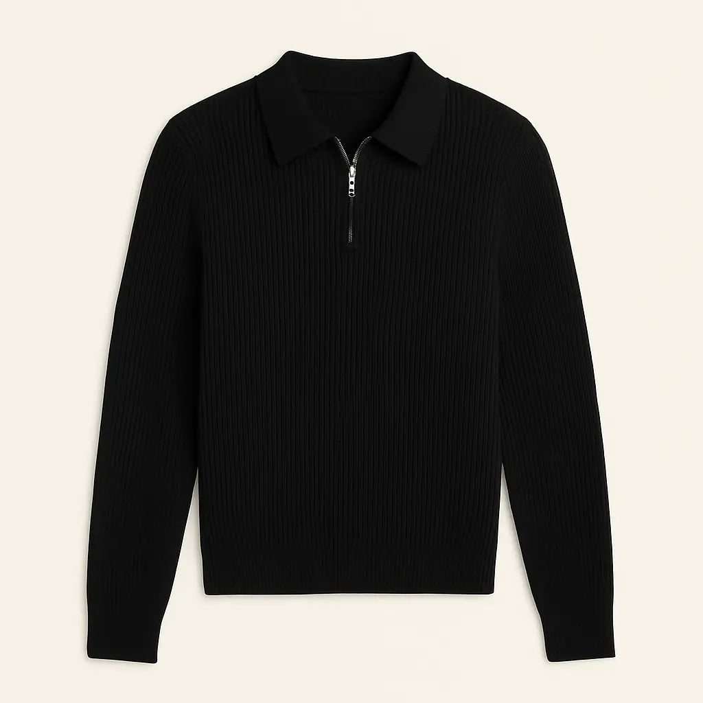 Cotton Knit Half-Zip Sweater FERNACHE