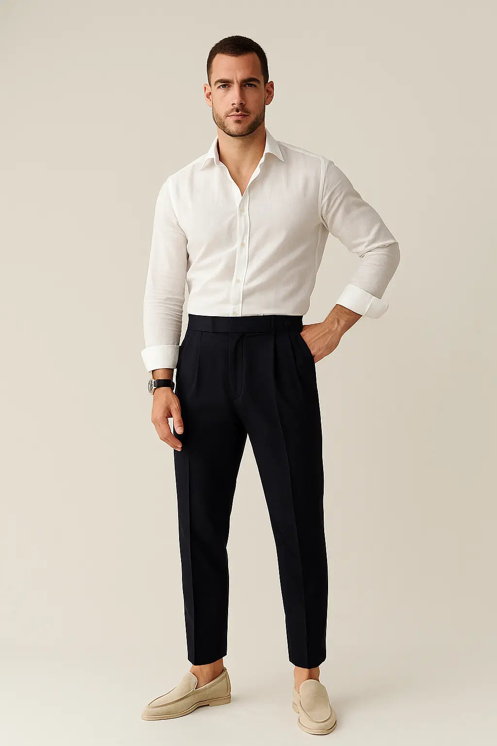 Vintage High-Waisted Slim Pants FERNACHE