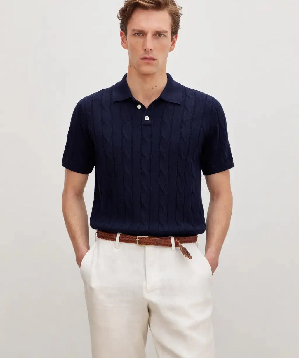 BIELLA Cable Knit Polo FERNACHE