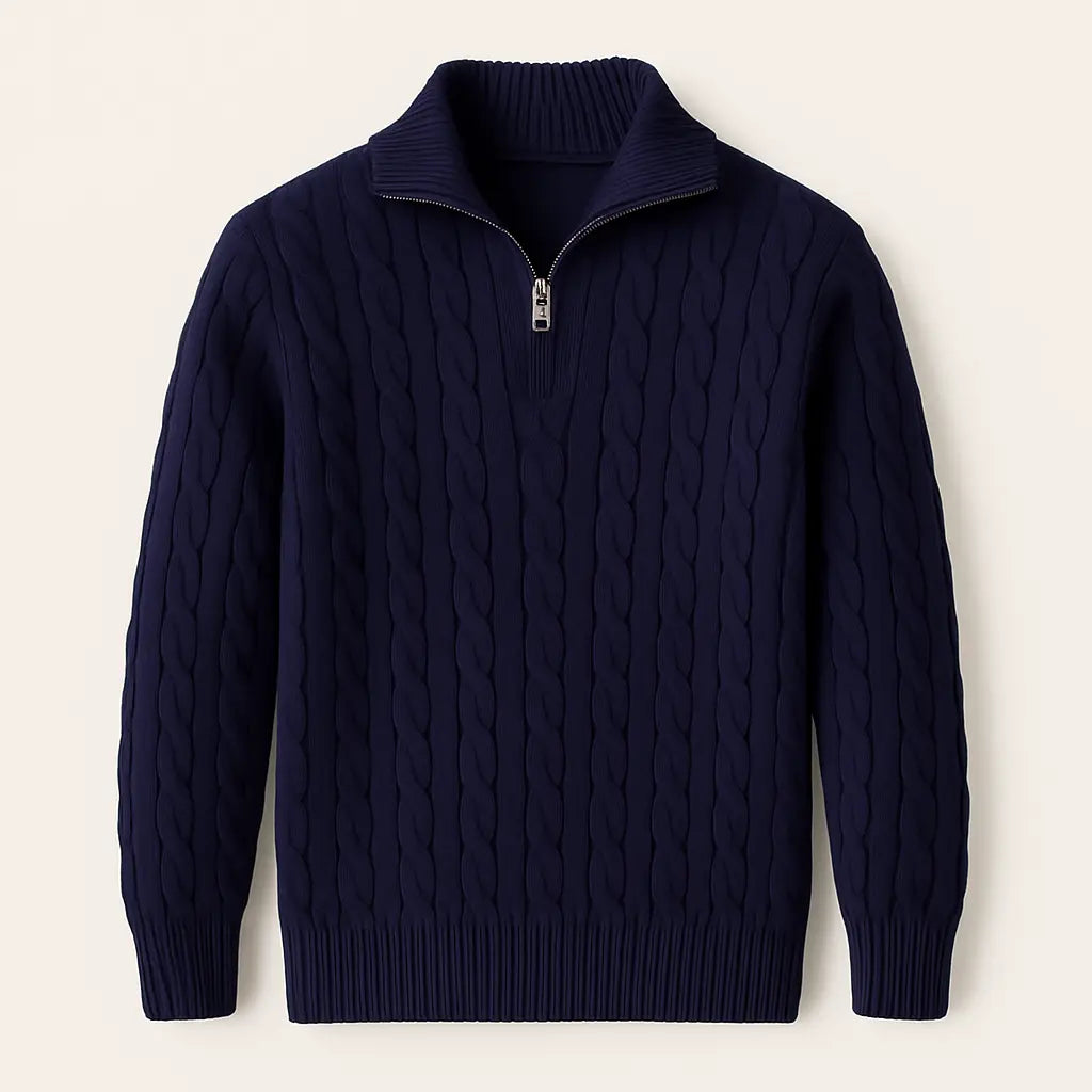 Cable Knit Half-Zip Sweater FERNACHE