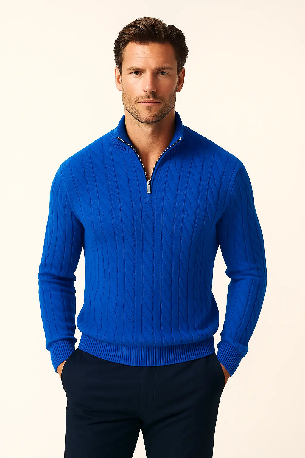 Cable Knit Half-Zip Sweater FERNACHE