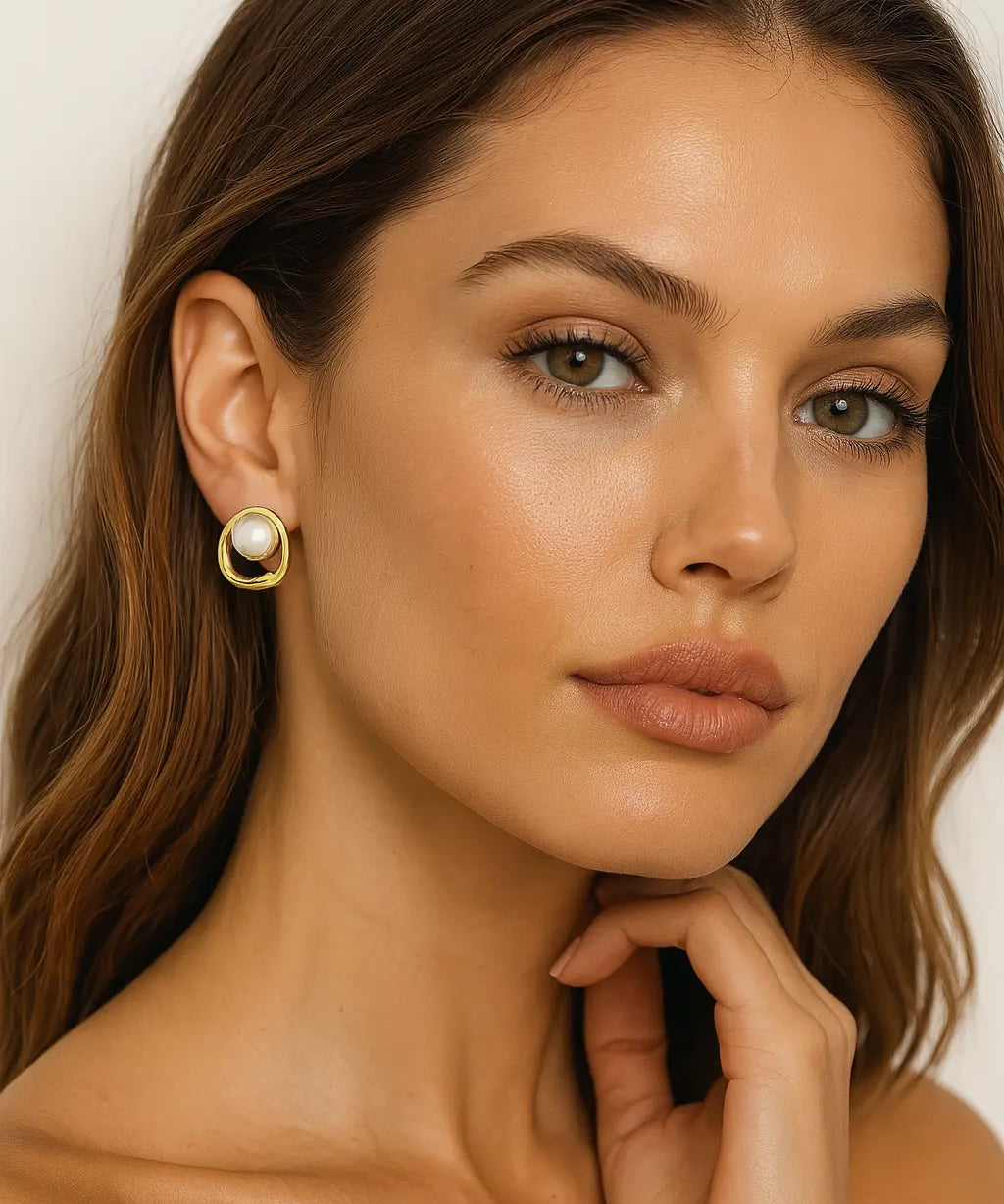 Golden Pearl Earrings FERNACHE