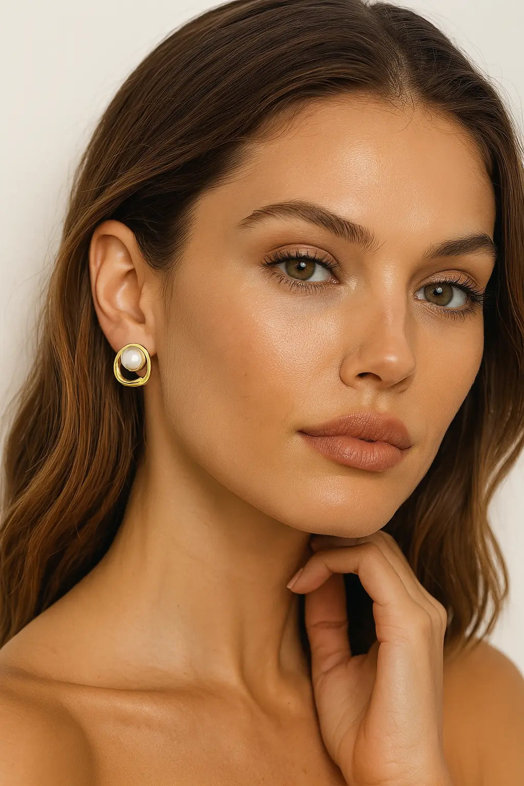 Golden Pearl Earrings FERNACHE