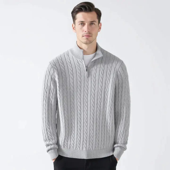 Cable Knit Half-Zip Sweater FERNACHE