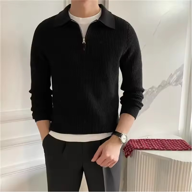 Cotton Knit Half-Zip Sweater