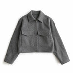 Short Tweed Coat grey with a white background