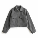 Short Tweed Coat grey with a white background