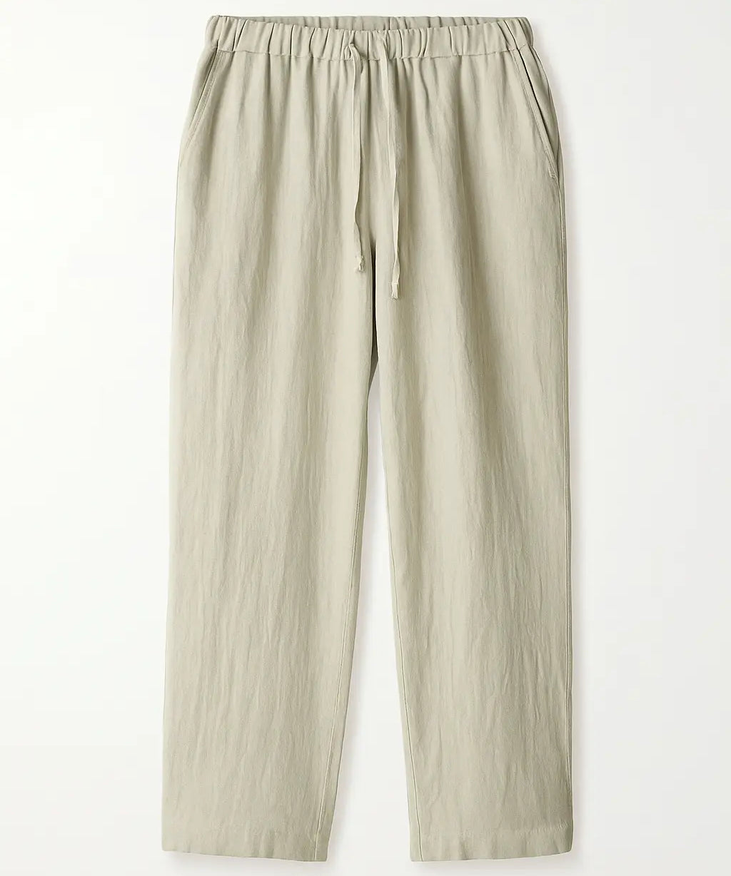 Front view of Beige Airy Linen Pants