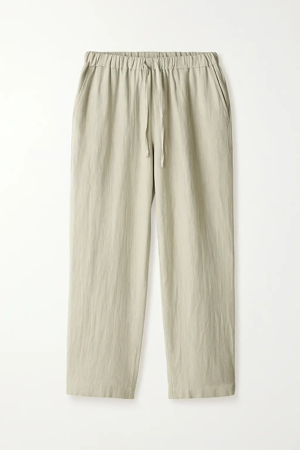Front view of Beige Airy Linen Pants