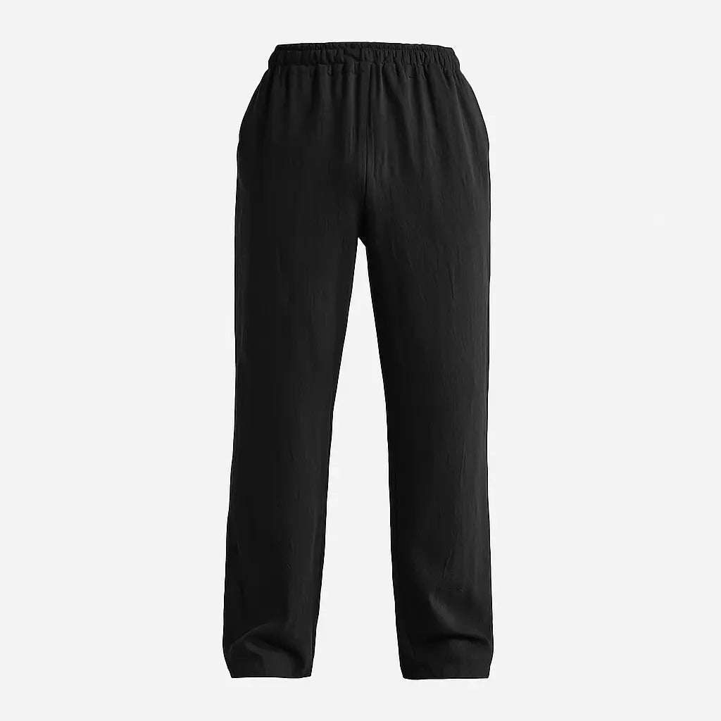 Front view of Black Airy Linen Pants