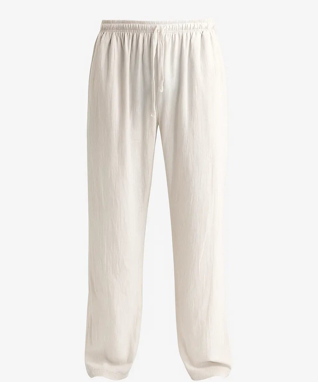 Front view of White Airy Linen Pants