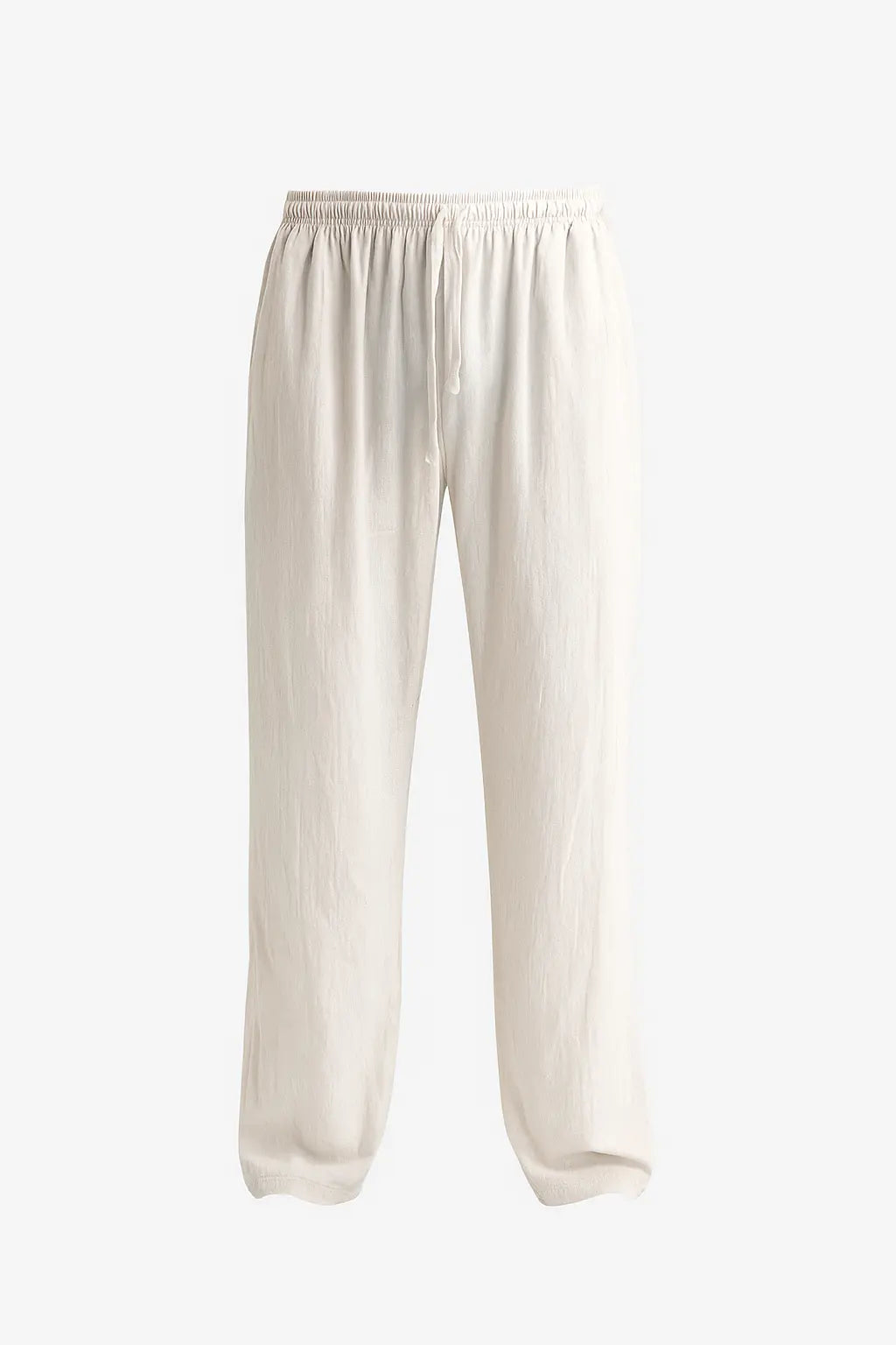 Front view of White Airy Linen Pants