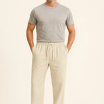 Airy Linen Pants shown in a lifestyle setting, alternate view