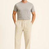 Airy Linen Pants shown in a lifestyle setting, alternate view