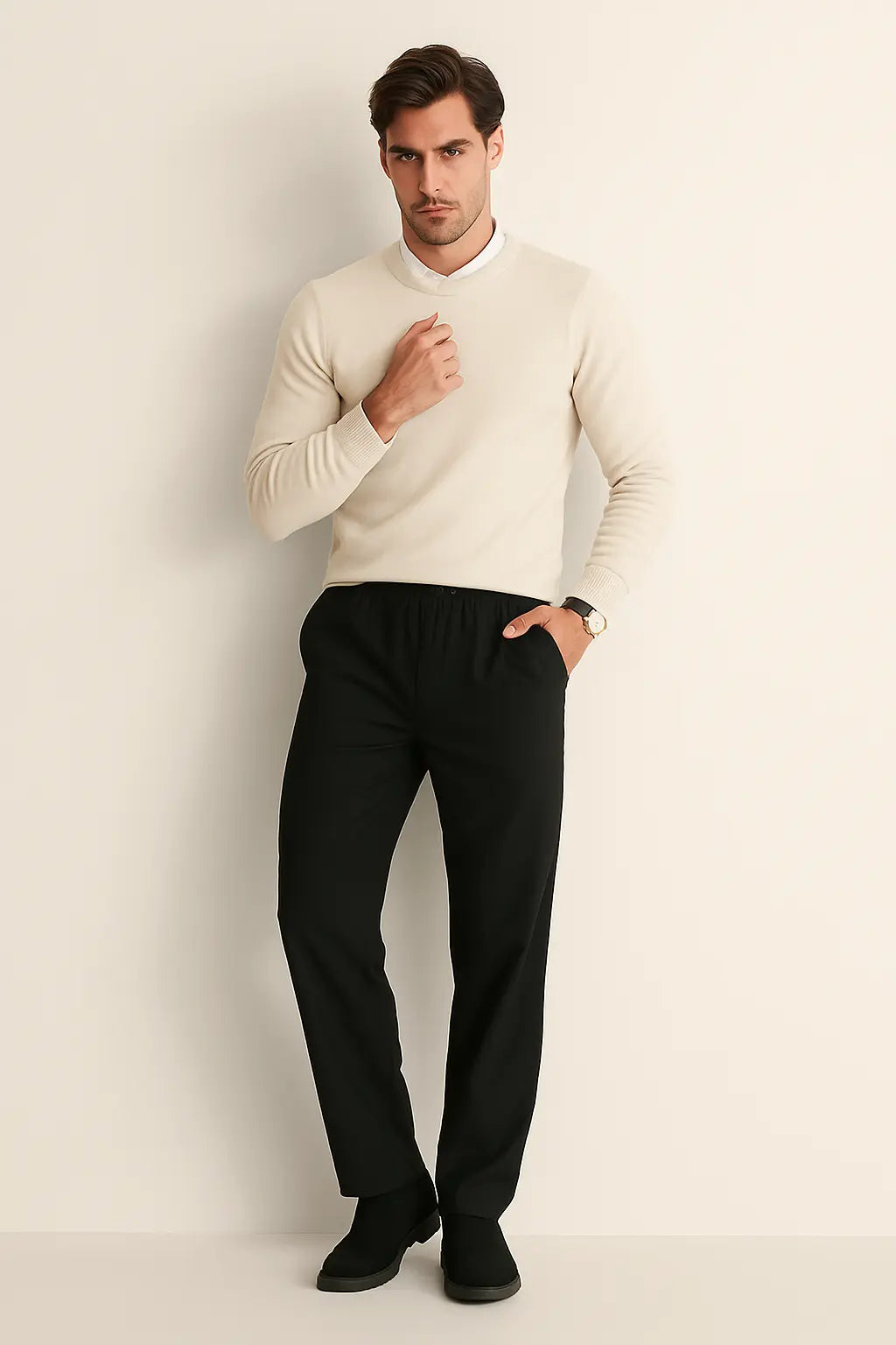 Airy Linen Pants shown in a lifestyle setting, cropped view