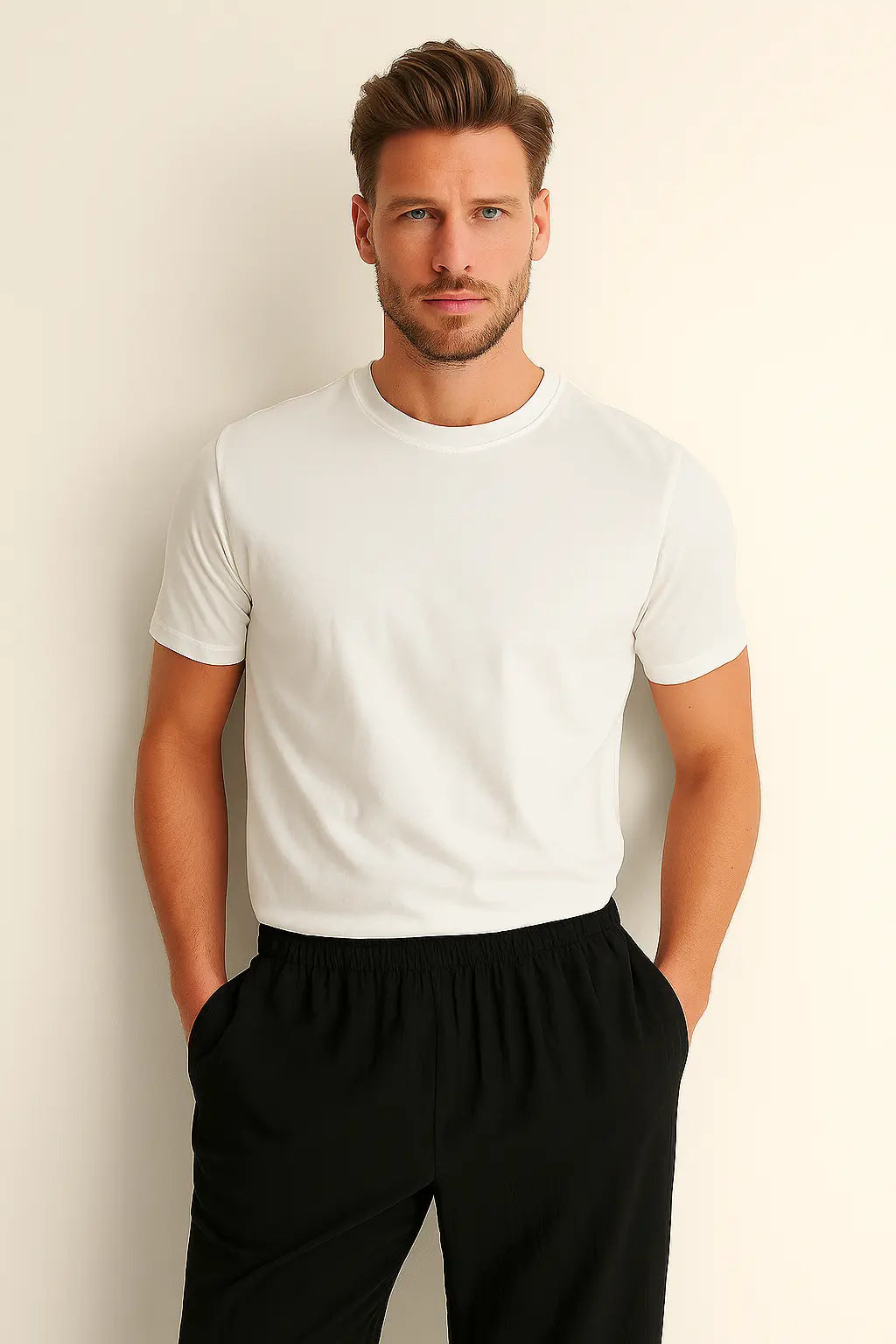 Airy Linen Pants shown in a lifestyle setting, full length view