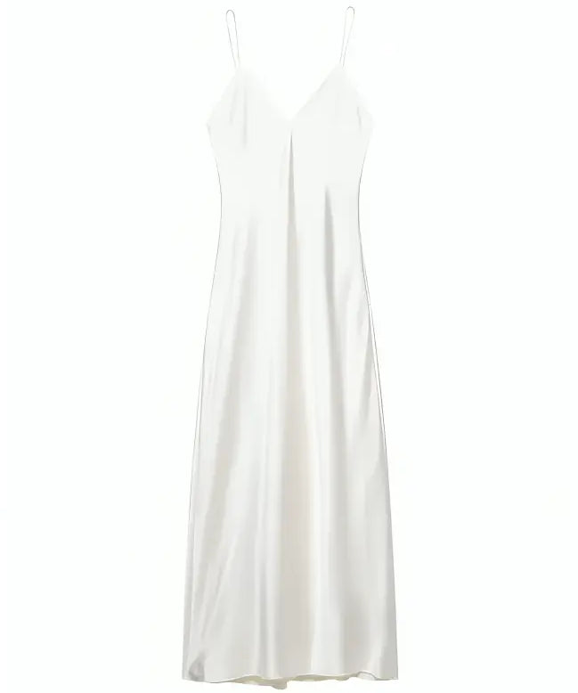 Front view of White Alba Silk Dress