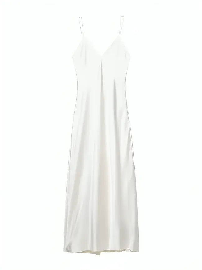 Front view of White Alba Silk Dress