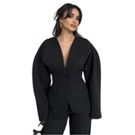 Black Alin Suit Set shown in a lifestyle setting