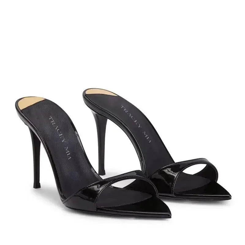 Three-quarter view of Black Alison Heels