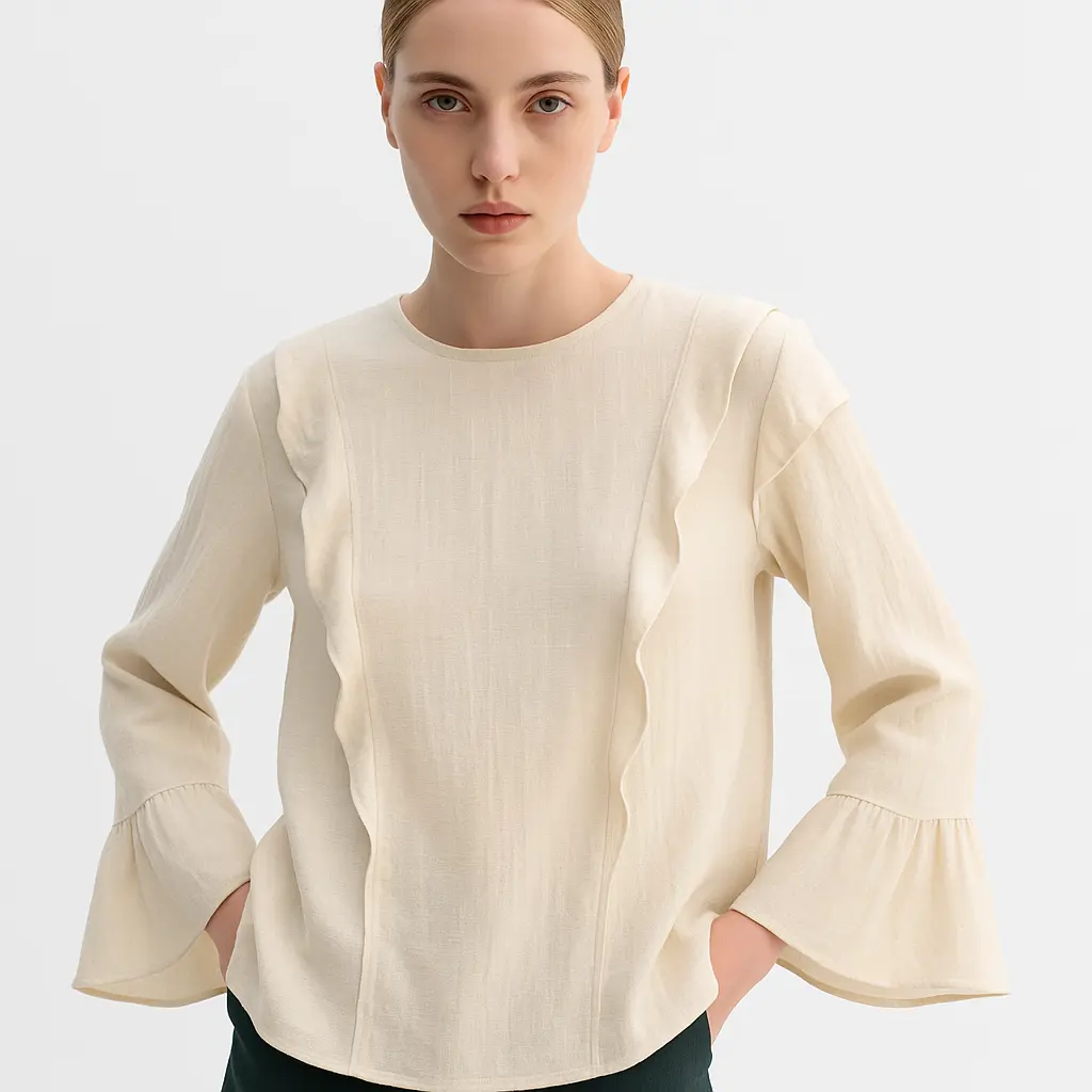 Alba Blouse shown in a lifestyle setting