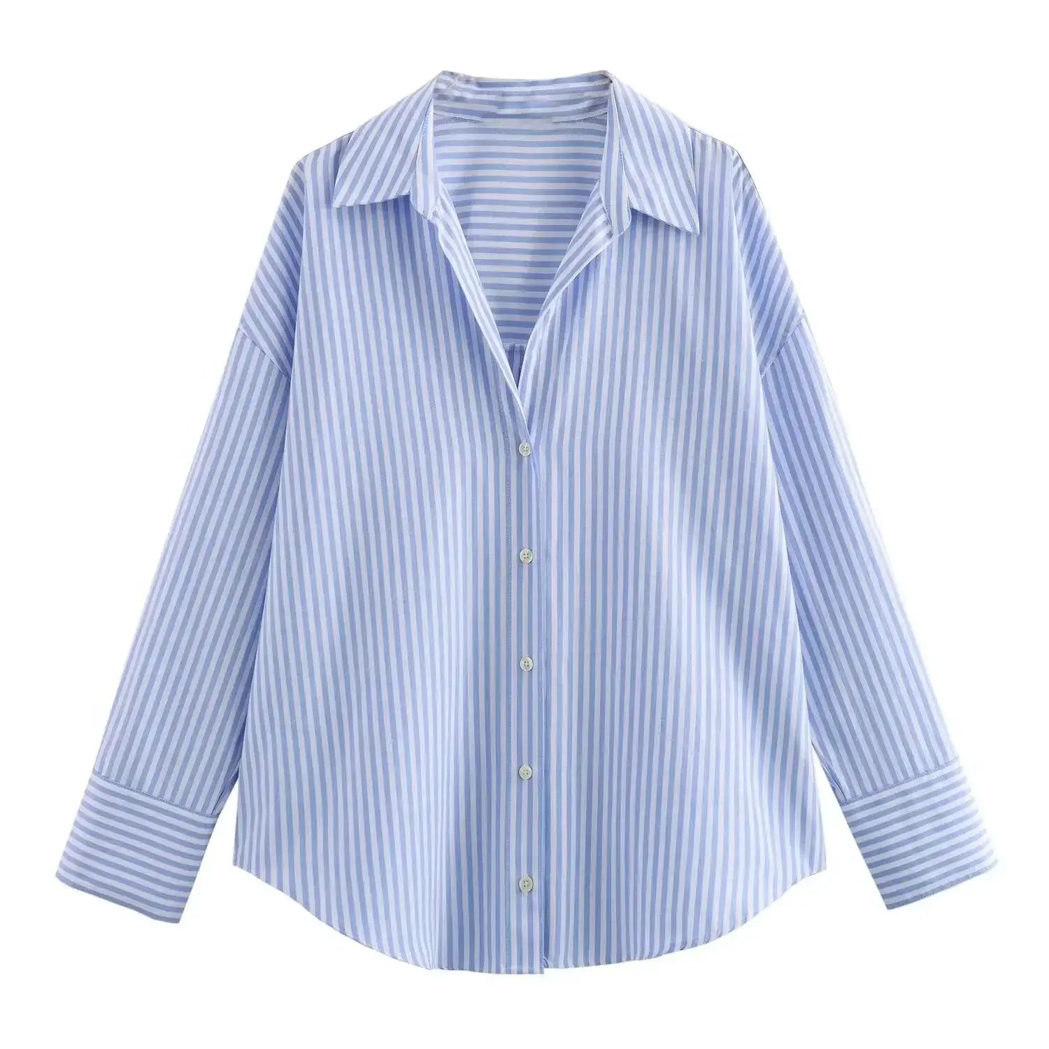 Front view of Blue/White Aria shirt