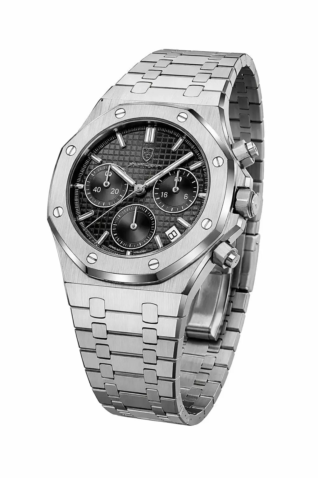 Three-quarter view of Athens Chronograph Watch, alternate view