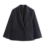 Front view of Navy Blue Ava Pinstripe Blazer