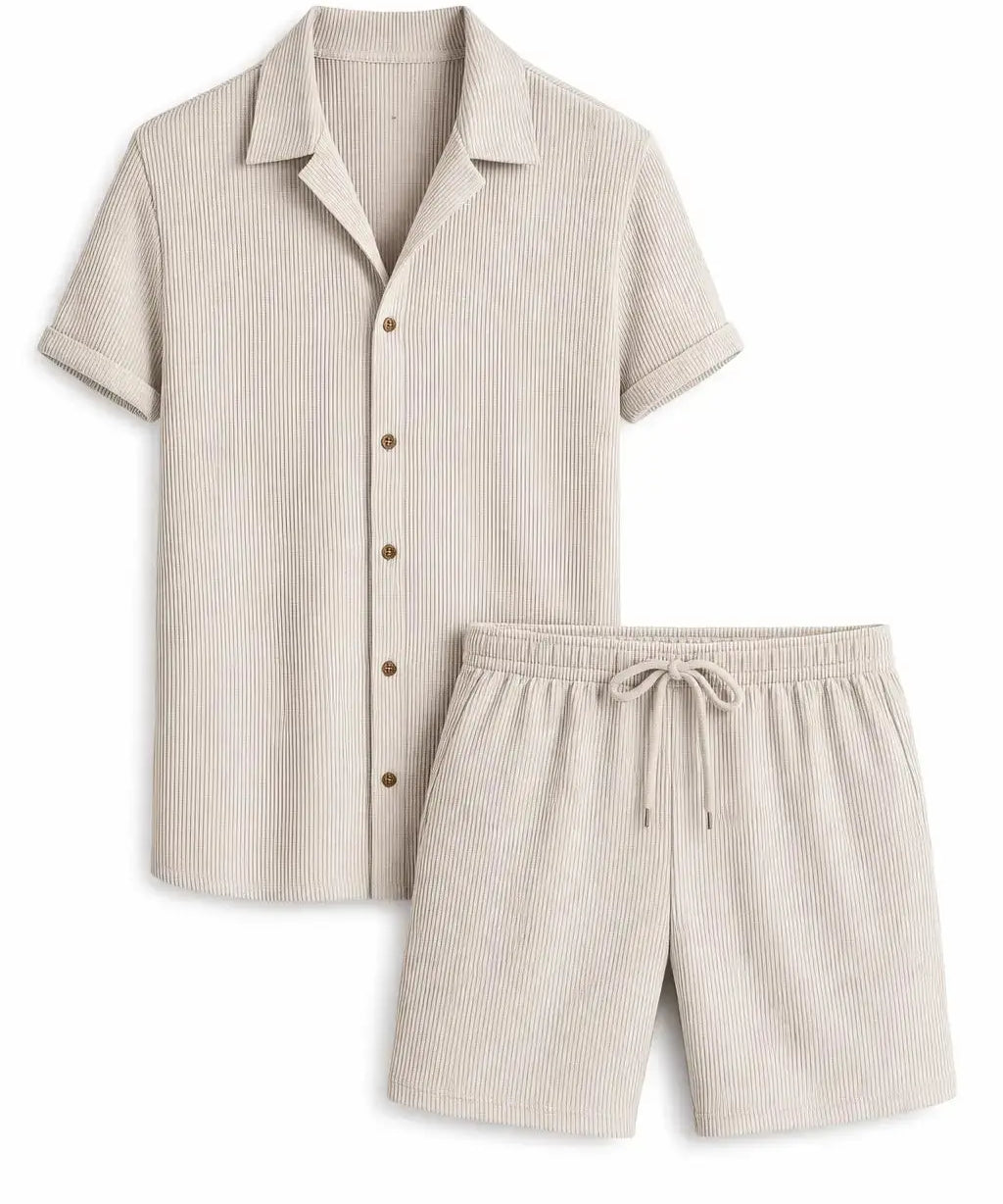 Front view of Beige Bali - Short-Sleeved set