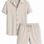 Front view of Beige Bali - Short-Sleeved set