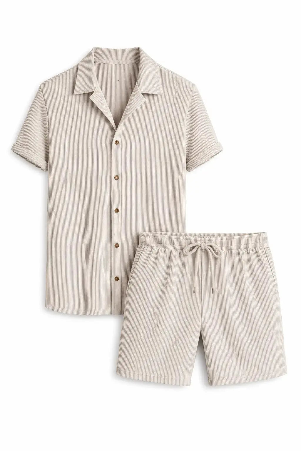 Front view of Beige Bali - Short-Sleeved set