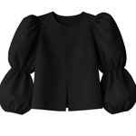 Front view of Black Balloon sleeve blouse